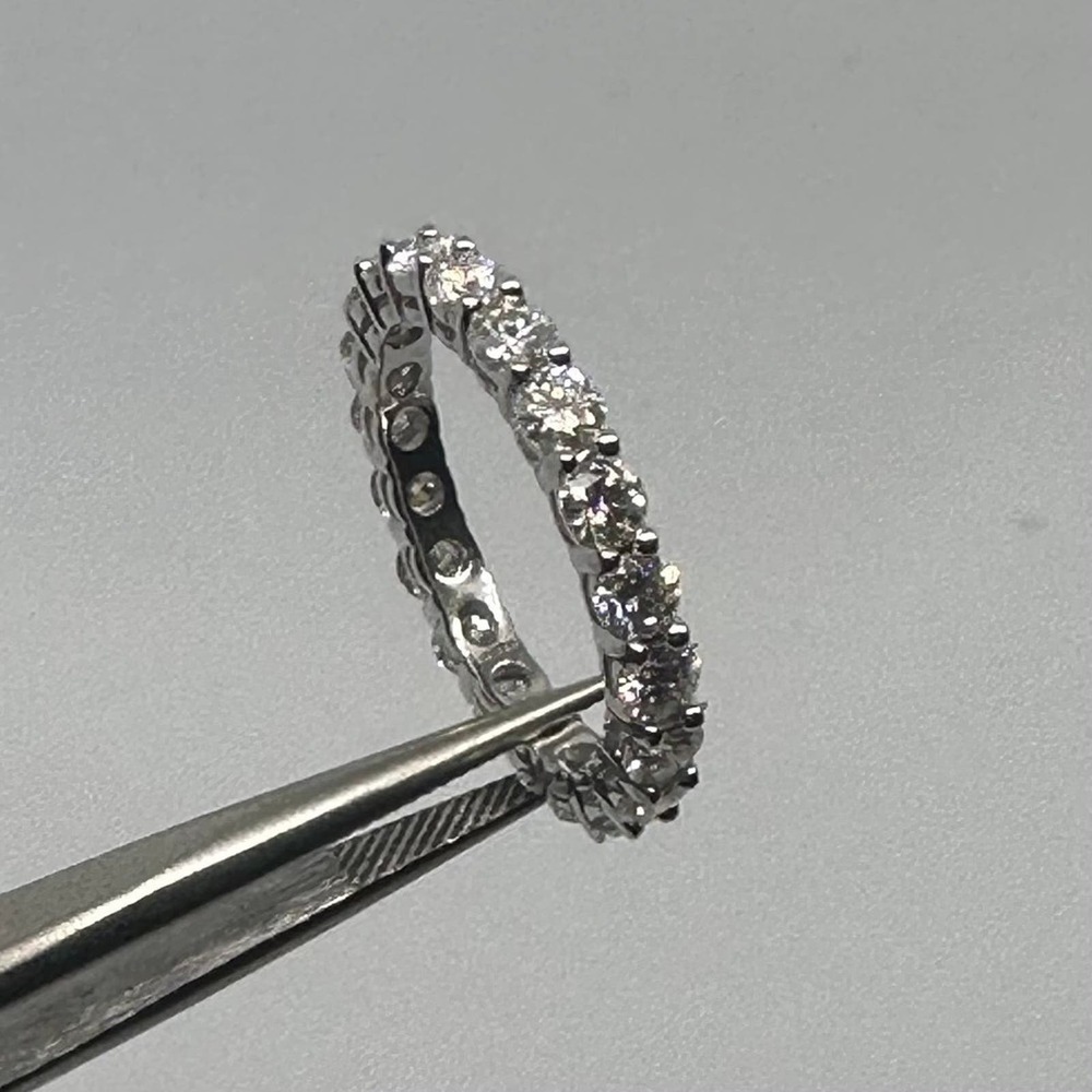 Moissanite Diamond Ring Eternity Wedding Band Anniversary Brilliant 2 Ct Size 7 - Picture 6 of 12